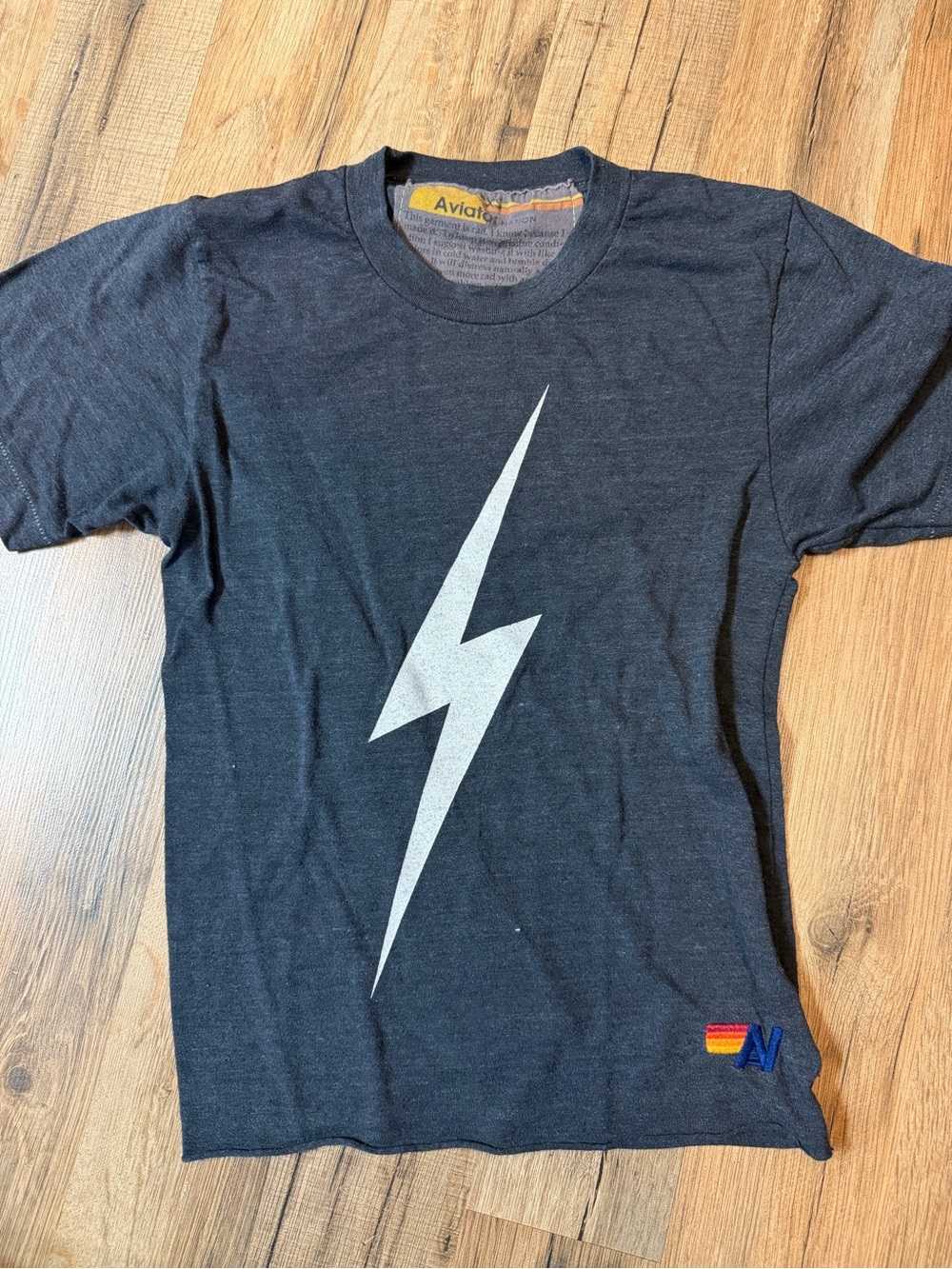Aviator nation dark gray tee with white bolt